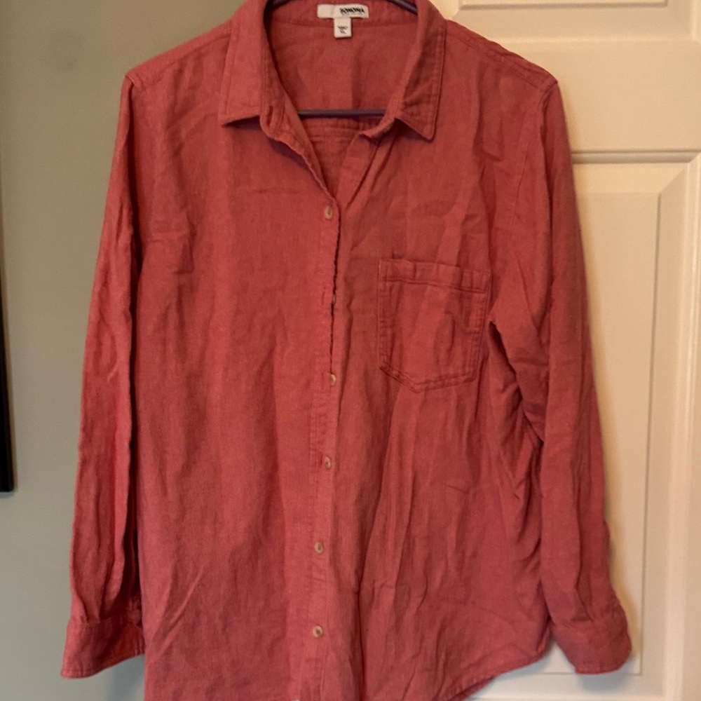 Sonoma Casual Button-Down Shirt in Coral Red